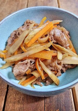 お弁当に、牛肉とごぼう炒め＊かき醤油使用-レシピのメイン写真