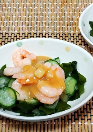 🤍海老とワカメの旨辛酢みそ和え-レシピのメイン写真
