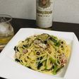 ほうれん草とベーコンのペペロンチーノ