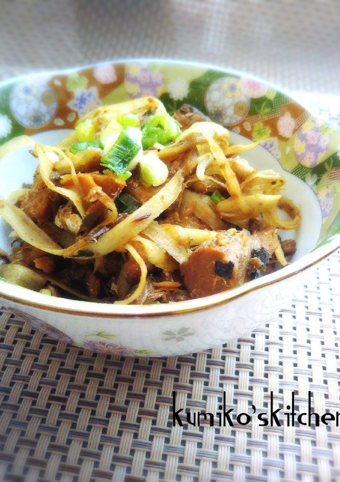 話題のサバ缶とひらひらごぼう炒め-レシピのメイン写真