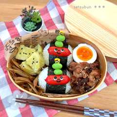 A picture of 節分弁当♩小鬼ウィンナー☆簡単♩おにぎり.