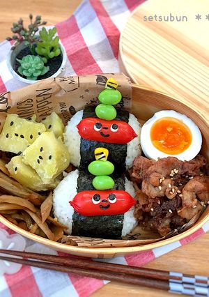 節分弁当♩小鬼ウィンナー☆簡単♩おにぎり-レシピのメイン写真
