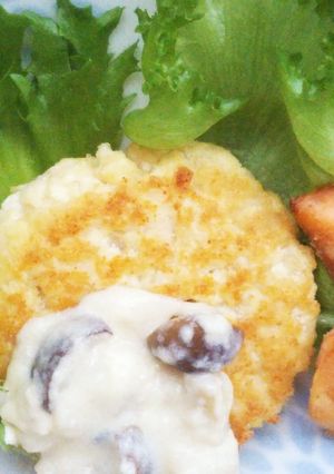 明太子の豆腐ハンバーグしめじミルクソース-レシピのメイン写真