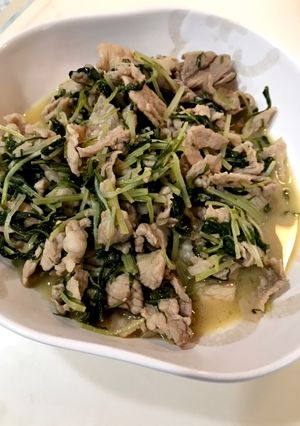 水菜たっぷり豚肉のマヨポン炒め-レシピのメイン写真
