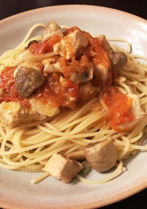 【低糖質】鶏胸肉とトマトのパスタ-レシピのメイン写真
