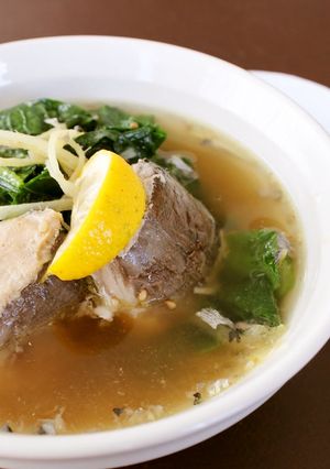 鯖の水煮缶まるごと！小松菜の具沢山スープ-レシピのメイン写真