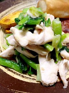 小松菜とレンチン蒸し鶏のおかずサラダ-レシピのメイン写真