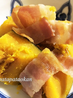 レンジで超簡単♪カボチャとベーコンの煮物-レシピのメイン写真