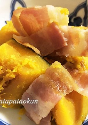 レンジで超簡単♪カボチャとベーコンの煮物-レシピのメイン写真