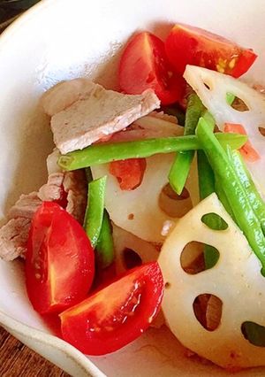 糖尿病食にも 豚肉とささげの梅ドレ和え-レシピのメイン写真