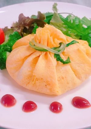 炊飯器で簡単！巾着の可愛いオムライス-レシピのメイン写真