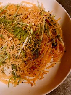揚げちりめんと水菜の和風パスタ-レシピのメイン写真