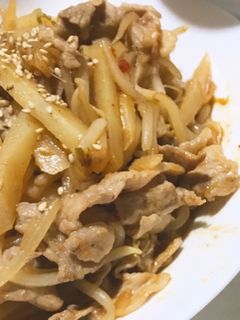 じゃがいもと豚肉の炒め物-ピリ辛--レシピのメイン写真