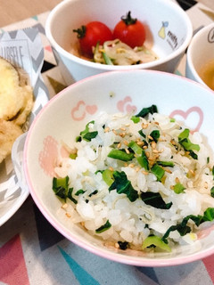 めんつゆで!小松菜とジャコの混ぜ込み飯-レシピのメイン写真