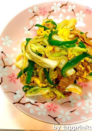 豚こま☆簡単メイン白菜と卵のチャプチェ風-レシピのメイン写真