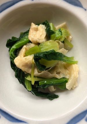 小松菜とゆばのわさび醤油あえ-レシピのメイン写真