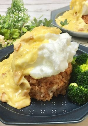 超簡単！カルボナーラ風ふわふわオムライス-レシピのメイン写真