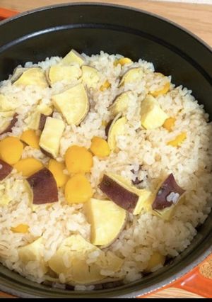 栗芋ご飯レシピ(ストウブ鍋24cm)使用-レシピのメイン写真
