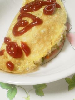 焼きめしケチャップお絵描きオムライス!-レシピのメイン写真