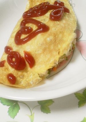 焼きめしケチャップお絵描きオムライス！-レシピのメイン写真