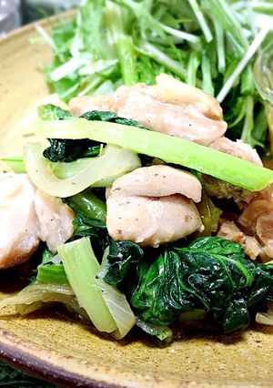 ご飯がススム★ター菜と鶏肉の炒めもの-レシピのメイン写真