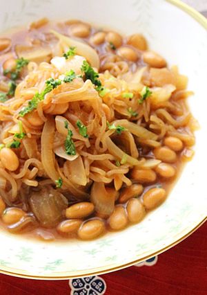 大豆と新たまねぎのとろとろこんにゃく煮-レシピのメイン写真