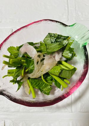 血糖コントロール!楽しいモロヘイヤの酢漬け😃-レシピのメイン写真