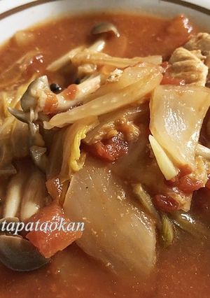 レンジで簡単♡ムネ肉と白菜のトマト煮-レシピのメイン写真