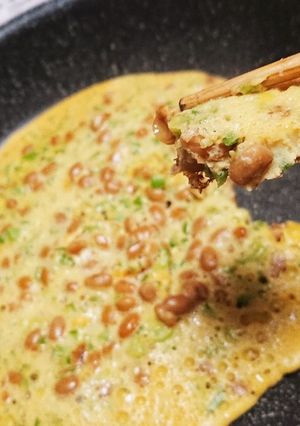 納豆ピーマン溶き卵の蒸し焼き-レシピのメイン写真