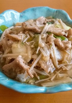 白菜、豚肉、えのきのあんかけ丼-レシピのメイン写真