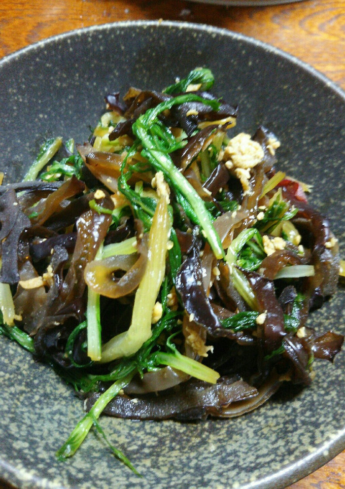 キクラゲと水菜、卵の炒め物-レシピのメイン写真