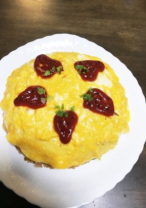 卵乗せるだけ♬♡簡単ケーキ風オムライス-レシピのメイン写真