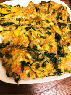 ほうれん草とハムの薄焼きオムレツ-レシピのメイン写真
