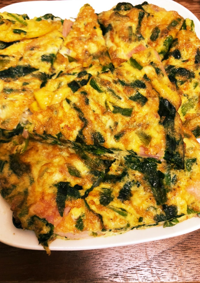 ほうれん草とハムの薄焼きオムレツ-レシピのメイン写真