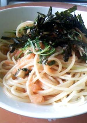 たらこと水菜のパスタ　(*´Ⅴ`*♪-レシピのメイン写真