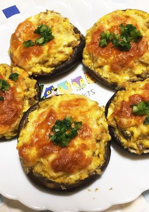 椎茸の軸入りタマゴサラダ詰め詰め焼き-レシピのメイン写真