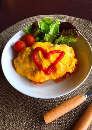 材料少なく簡単♡包まないオムライス-レシピのメイン写真