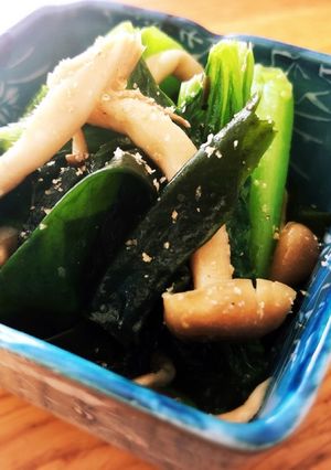 包丁・まな板使わない！低糖質小松菜しめじ-レシピのメイン写真