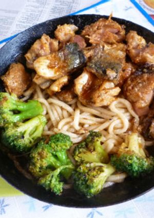 汐鯖の揚げ焼き＋ブロッコリーの焼きうどん-レシピのメイン写真