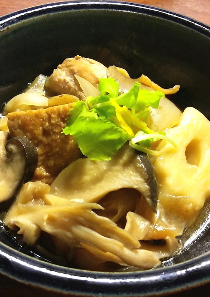 きのこと鶏肉とちくわぶの煮物　酒粕入り　-レシピのメイン写真