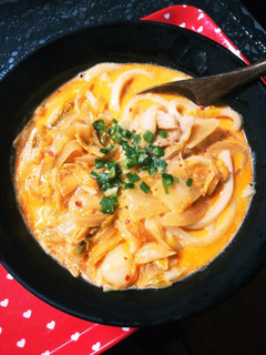 豚キムチ → 豚キムチクリームうどん-レシピのメイン写真