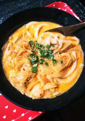 豚キムチ → 豚キムチクリームうどん-レシピのメイン写真