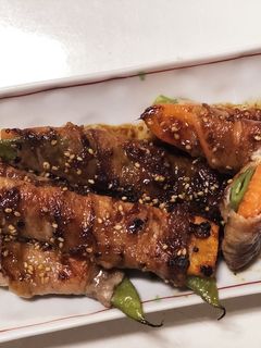 ジャンボインゲンの豚バラ野菜ロールソテー-レシピのメイン写真