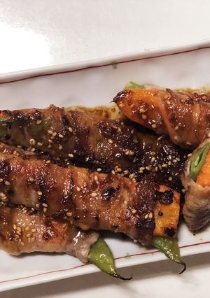 ジャンボインゲンの豚バラ野菜ロールソテー-レシピのメイン写真