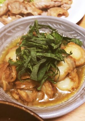 ホタテのバター醤油ソテー 大葉を乗せて！-レシピのメイン写真