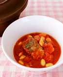 レンジで簡単！鯖の味噌煮缶で大豆トマト煮