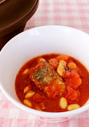 レンジで簡単！鯖の味噌煮缶で大豆トマト煮-レシピのメイン写真