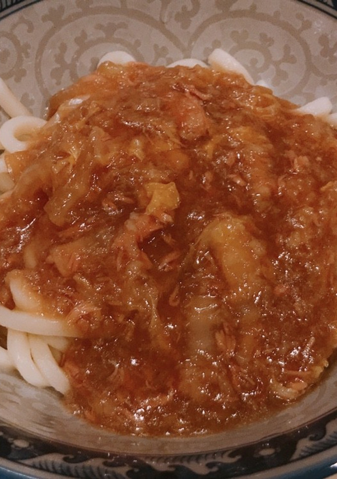 白菜とツナとすりおろし蓮根の餡掛けうどん-レシピのメイン写真