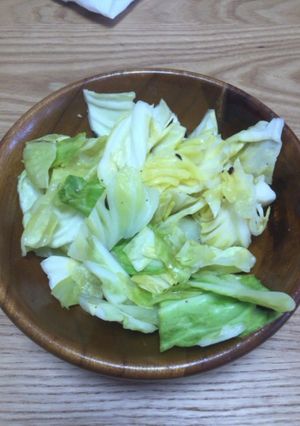 野菜摂取!簡単キャベツ丸ごと付け合わせ-レシピのメイン写真
