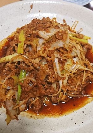 ひき肉とえのきの甜麺醤炒め♡-レシピのメイン写真